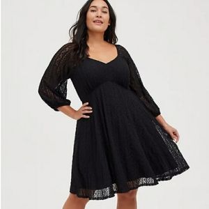 Torrid Fit & Flare Mini Dress, Black Lace, Size 3, NWT.
